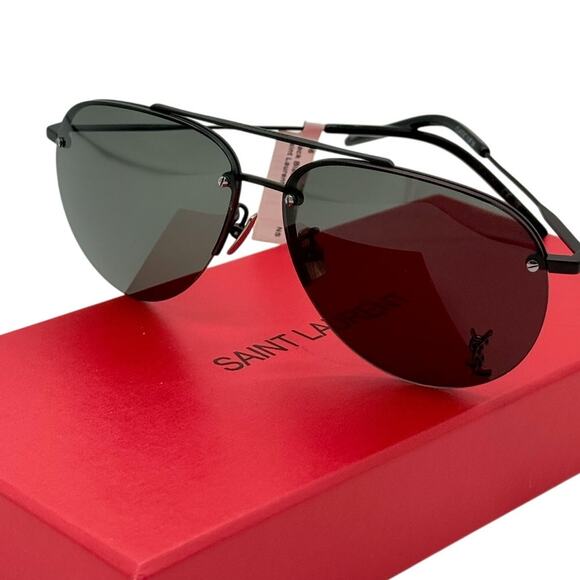 RETAIL $475 Saint Laurent Black Aviator Sunglasses*FULL INCLUSION*NWTS - Picture 3 of 13